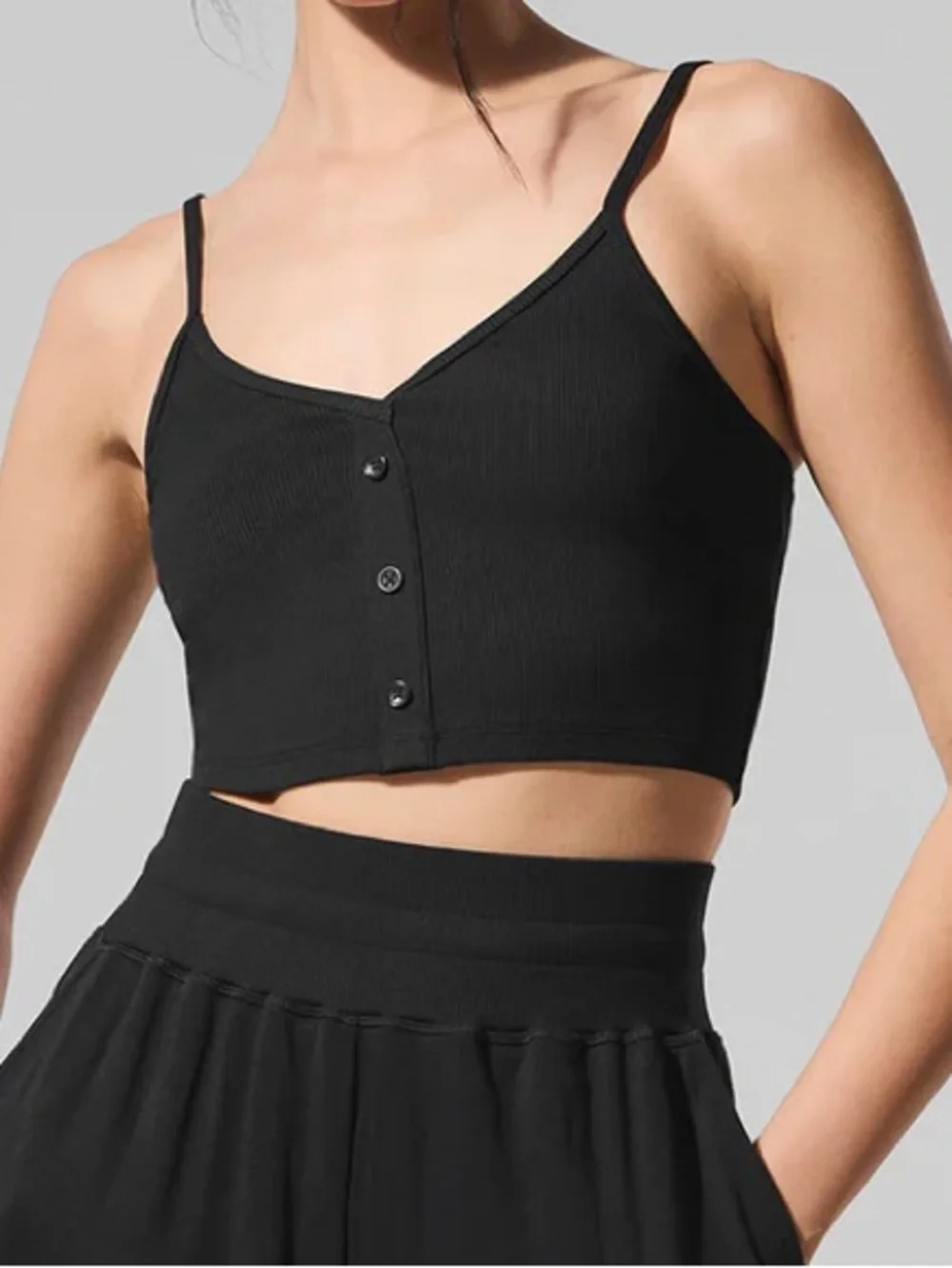 ALO Yoga Ribbed Delicate Lounge Tank- Black/ Size X-Small